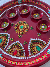 Load image into Gallery viewer, Decorative Pooja Thali ( Red )
